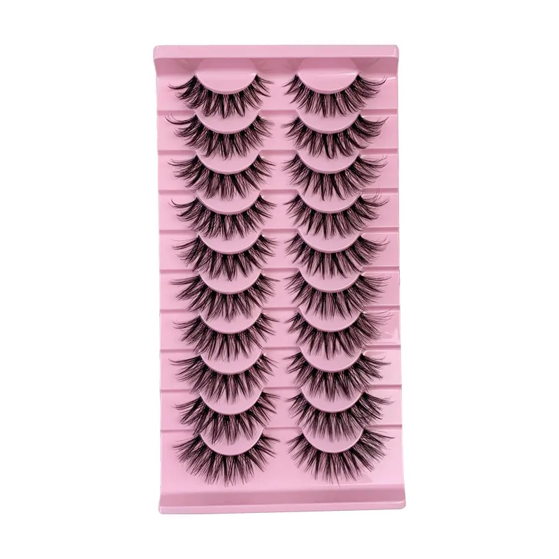 Faux Mink Strip Lashes with Clear Band – Natural Soft Crisscross False Eyelashes, Fluffy Wispy Eye Lashes for Everyday Wear, Reusable